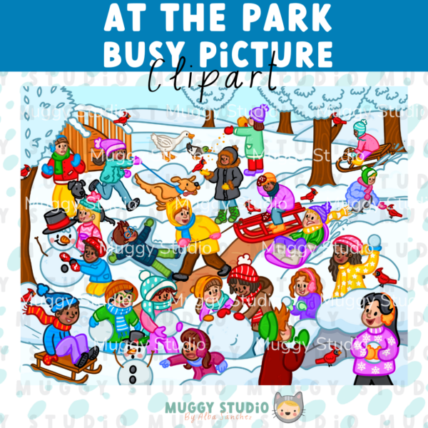 At the Park Busy Picture {Winter Busy Image Clip Art}