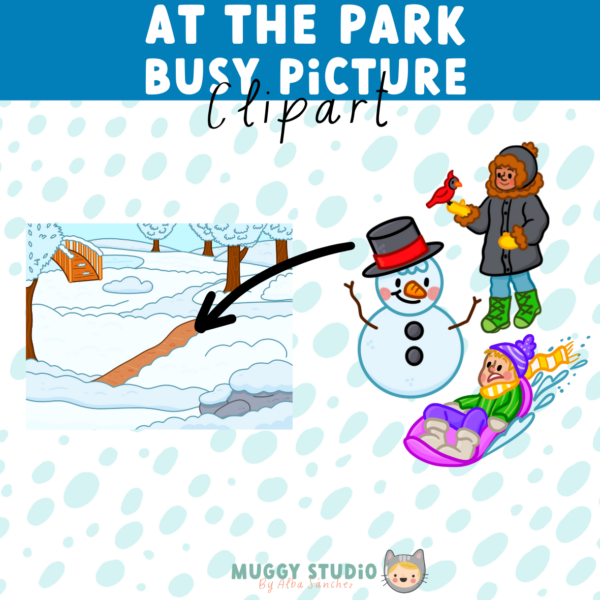 At the Park Busy Picture {Winter Busy Image Clip Art} - Image 3