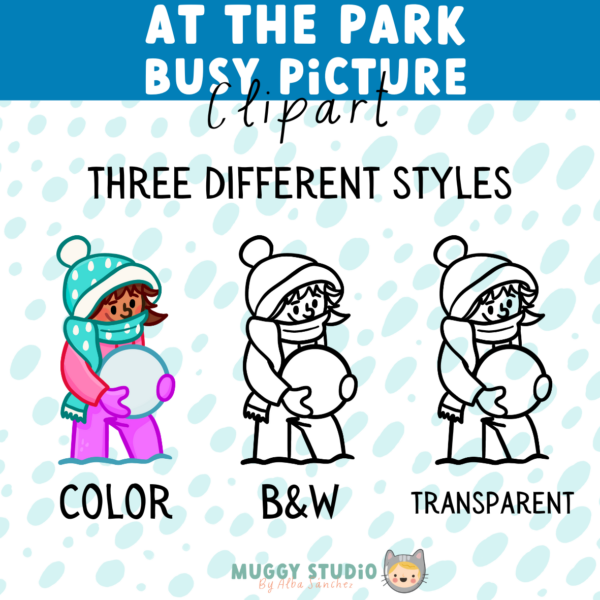 At the Park Busy Picture {Winter Busy Image Clip Art} - Image 4