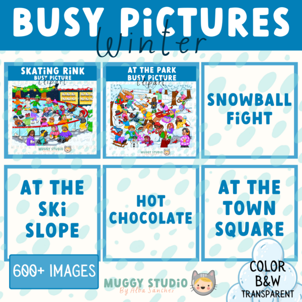 Winter Busy Pictures Clipart Growing Bundle {$33}