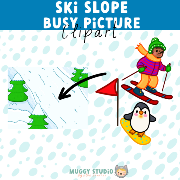 At the Ski Slope Busy Picture {Winter Busy Image Clip Art} - Image 3