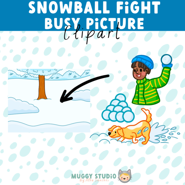 Snowball Fight Busy Picture {Winter Busy Image Clip Art} - Image 3