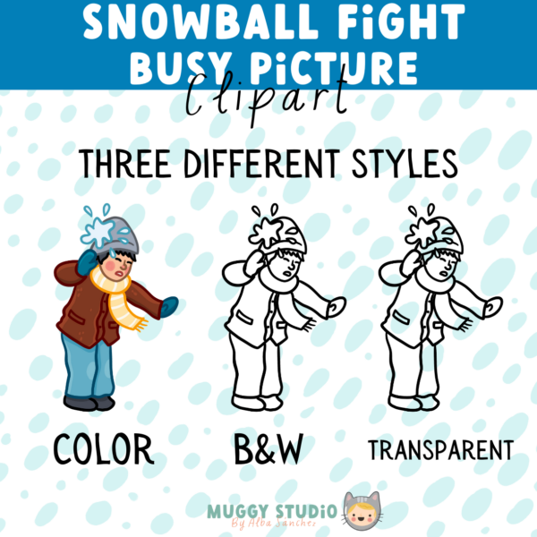 Snowball Fight Busy Picture {Winter Busy Image Clip Art} - Image 4