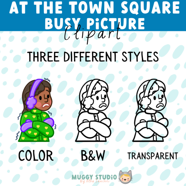 At the Town Square Busy Picture {Winter Busy Image Clip Art} - Image 4